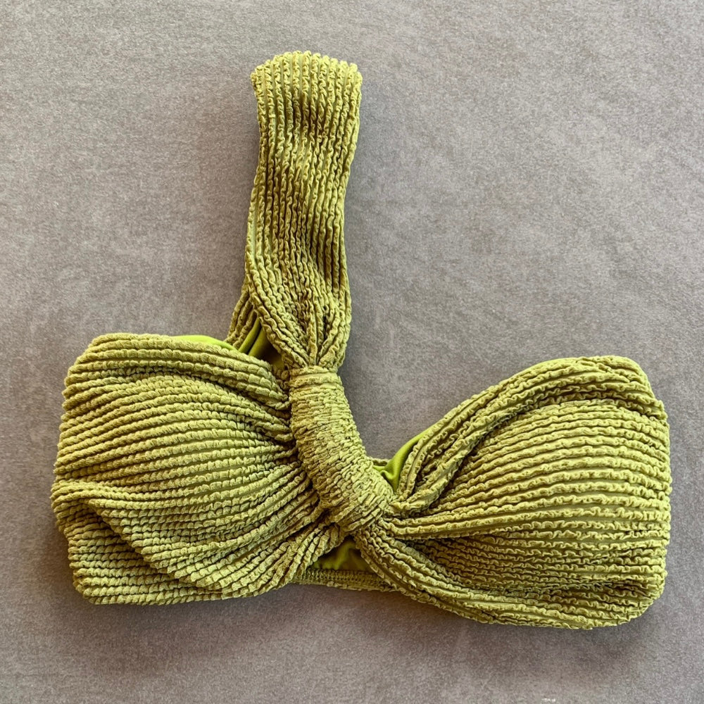 Pistachio Green Textured Greek Bikini Top