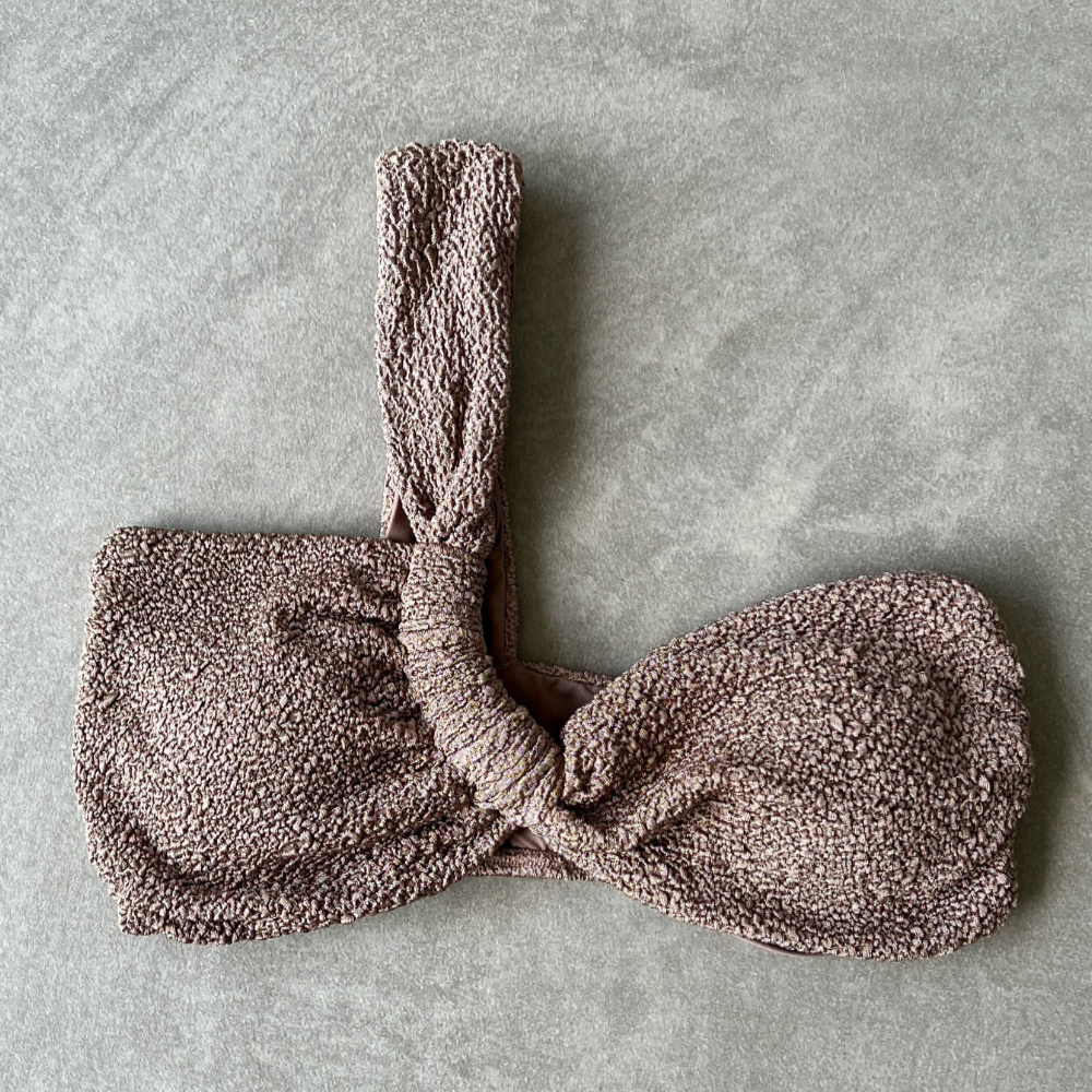 Chocolate Mousse Beehive Textured Greek Bikini Top