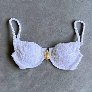 Pure White Textured Panneled Zaya Bikini Top