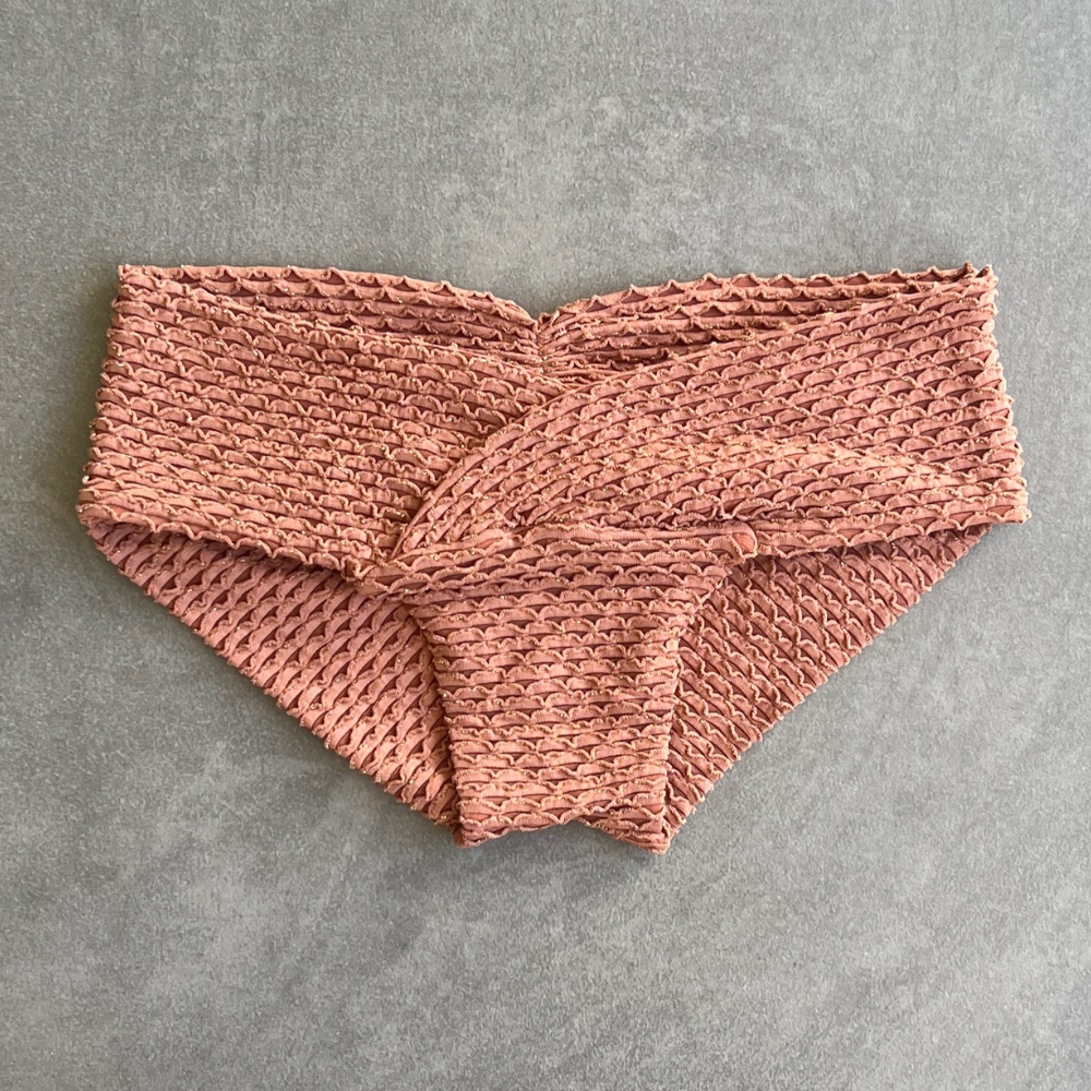 Toffee Brown Sparkling Mermaid Weave Textured Melissa Bikini Bottom