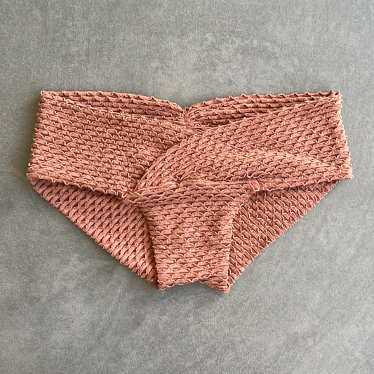 Toffee Brown Sparkling Mermaid Weave Textured Melissa Bikini Bottom