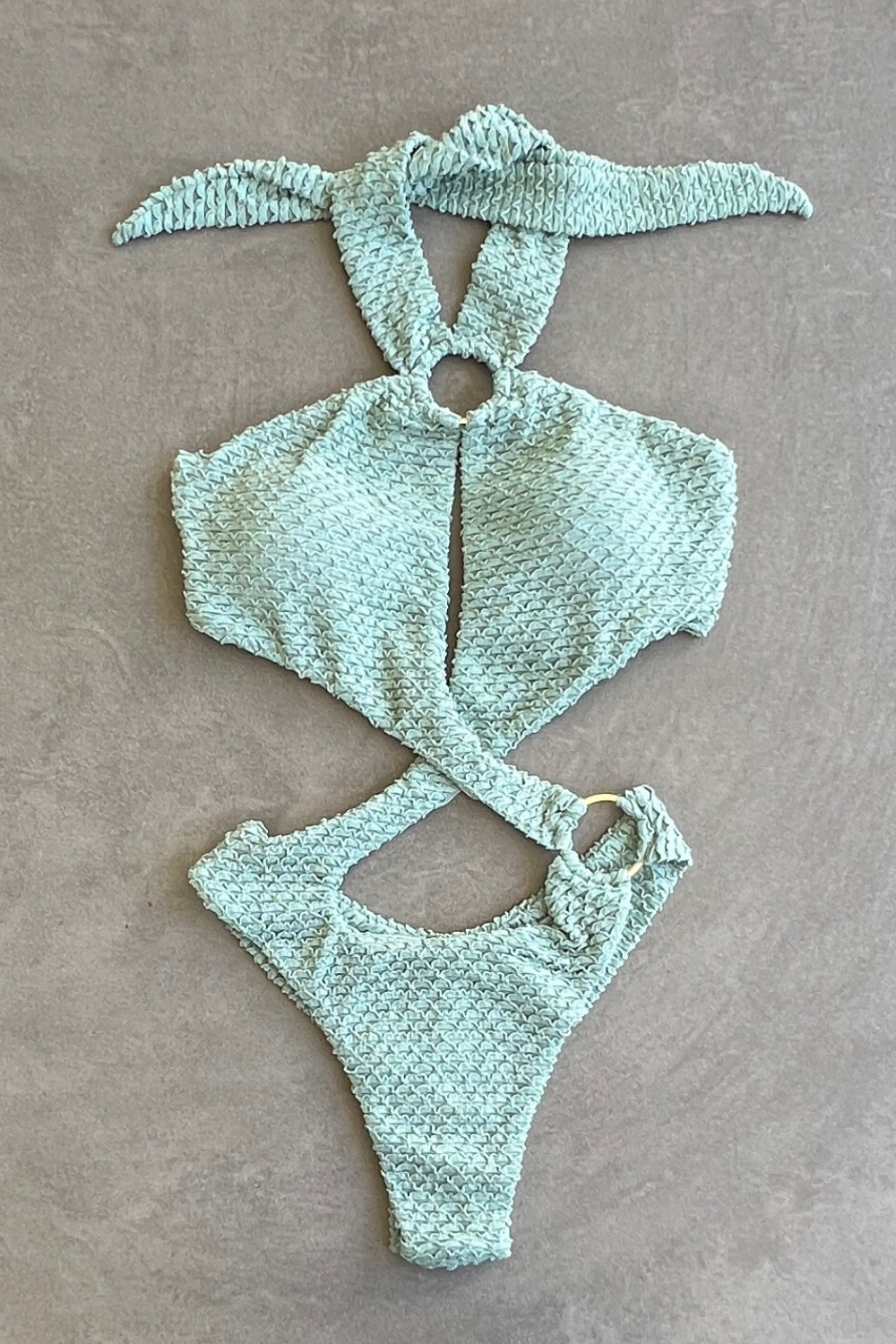 Seafoam Green Sparkling Mermaid Weave Textured Julia One Piece Swimwear