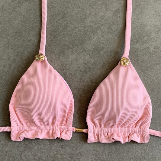 Himalayan Reef Ribbed Triangle Frill Bikini Top