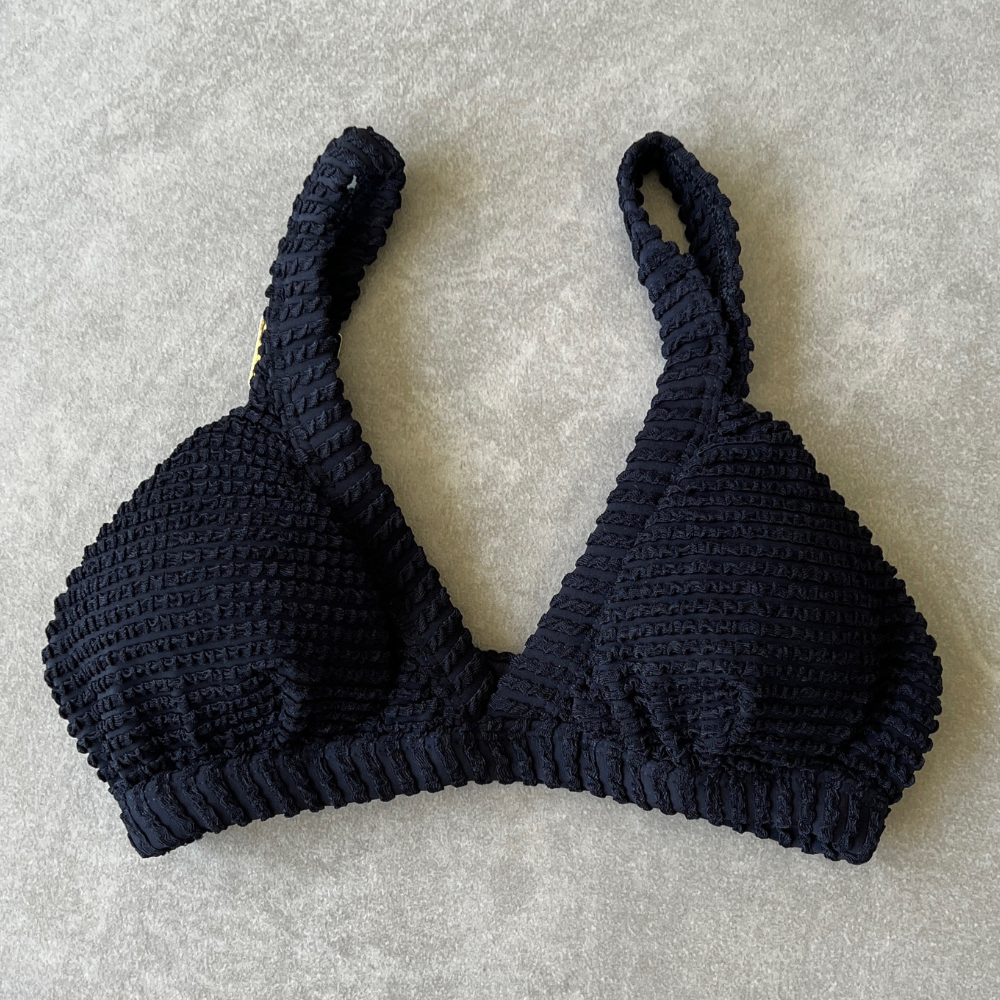 Onyx Black Textured Anitta Crop Bikini Top