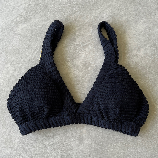Onyx Black Textured Anitta Crop Bikini Top