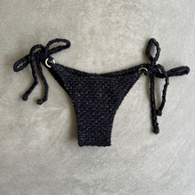 Load image into Gallery viewer, Glamour Black Sparkling Mermaid Weave Textured Katie Side Tie Bikini Bottom
