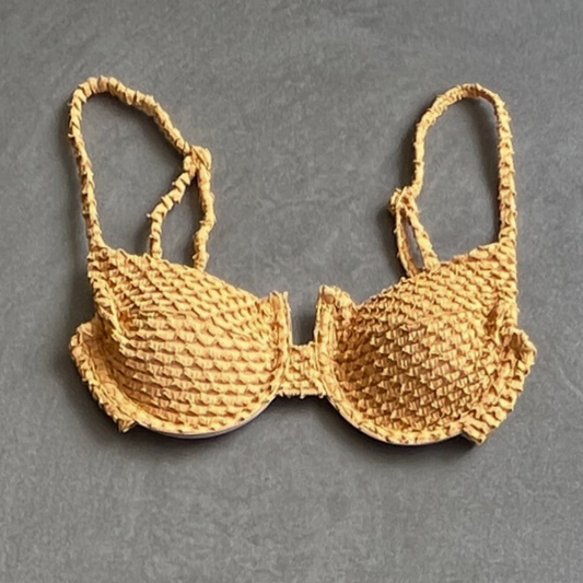 Golden Siren Mermaid Weave Textured Panneled Bikini Top