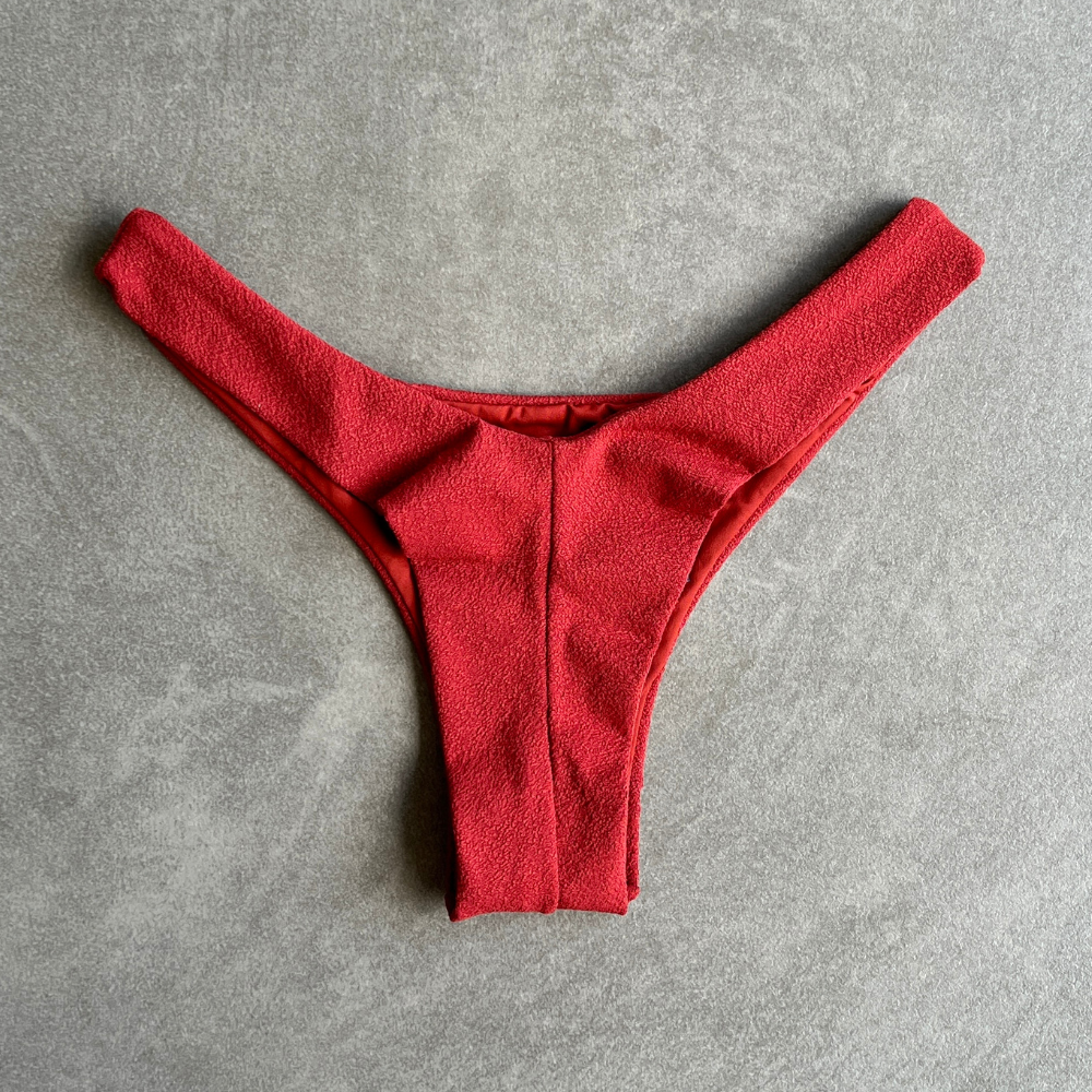 Glazed Cherry Seashore Textured Bia Bikini Bottom