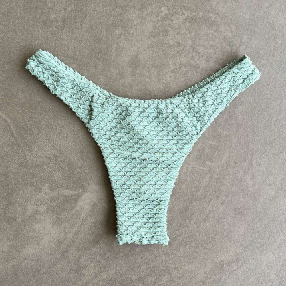 Seafoam Green Sparkling Mermaid Weave Textured Bia Bikini Bottom