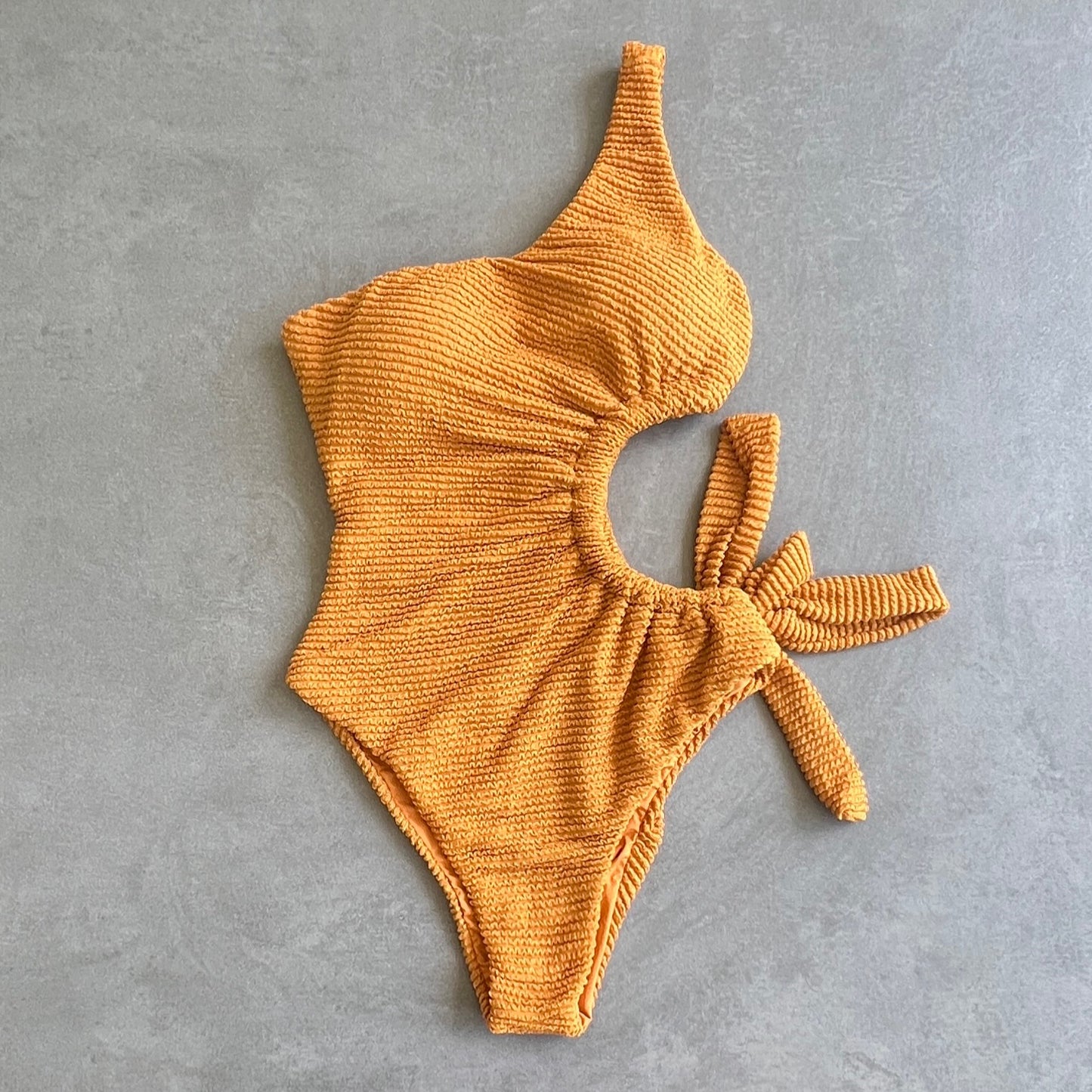Apricot One Shoulder One Piece Bodysuit