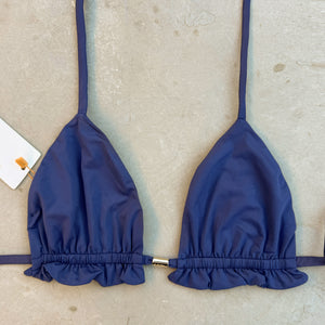 Navy Blue Triangle Frill Bikini Top