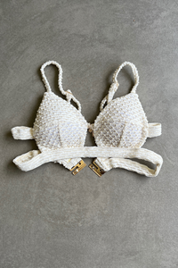 Sparkling Snow Mermaid Weave Textured Vera Bikini Top