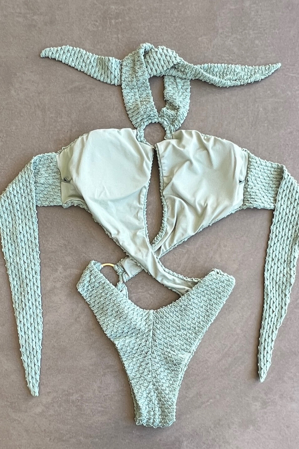 Seafoam Green Sparkling Mermaid Weave Textured Julia One Piece Swimwear