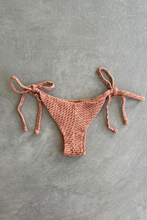 Load image into Gallery viewer, Toffee Brown Sparkling Mermaid Weave Textured Katie Side Tie Bikini Bottom
