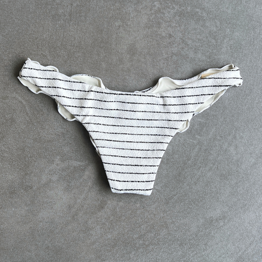 White & Black Seashore Striped Textured Textured Lili Ripple Bikini Bottom