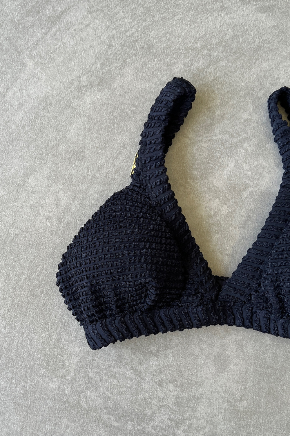 Onyx Black Textured Anitta Crop Bikini Top