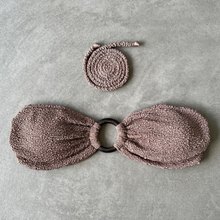 Load image into Gallery viewer, Chocolate Mousse Beehive Textured Strapless Bikini Top
