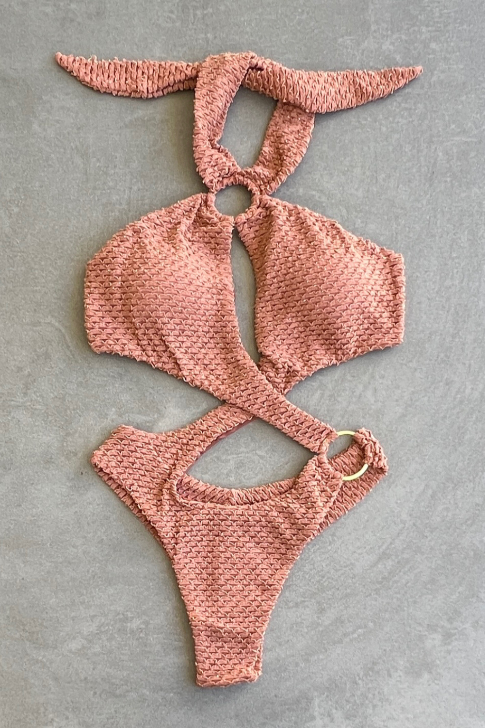 Toffee Brown Sparkling Mermaid Weave Textured Julia One Piece Swimwear