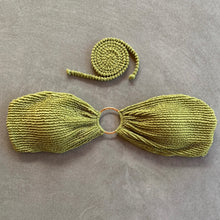 Load image into Gallery viewer, Pistachio Green Textured Strapless Bikini Top
