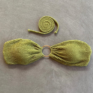 Pistachio Green Textured Strapless Bikini Top