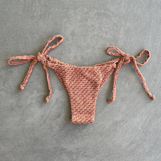 Toffee Brown Sparkling Mermaid Weave Textured Katie Side Tie Bikini Bottom