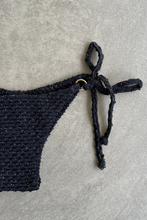 Load image into Gallery viewer, Glamour Black Sparkling Mermaid Weave Textured Katie Side Tie Bikini Bottom
