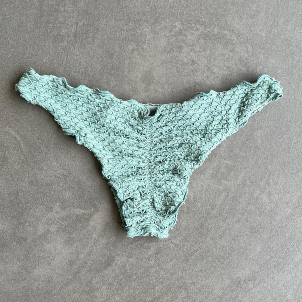 Seafoam Green Sparkling Mermaid Weave Textured Lili Ripple Bikini Bottom