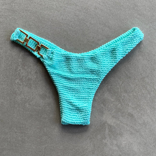 Curazao Blue Textured Bia Metal Bikini Bottom