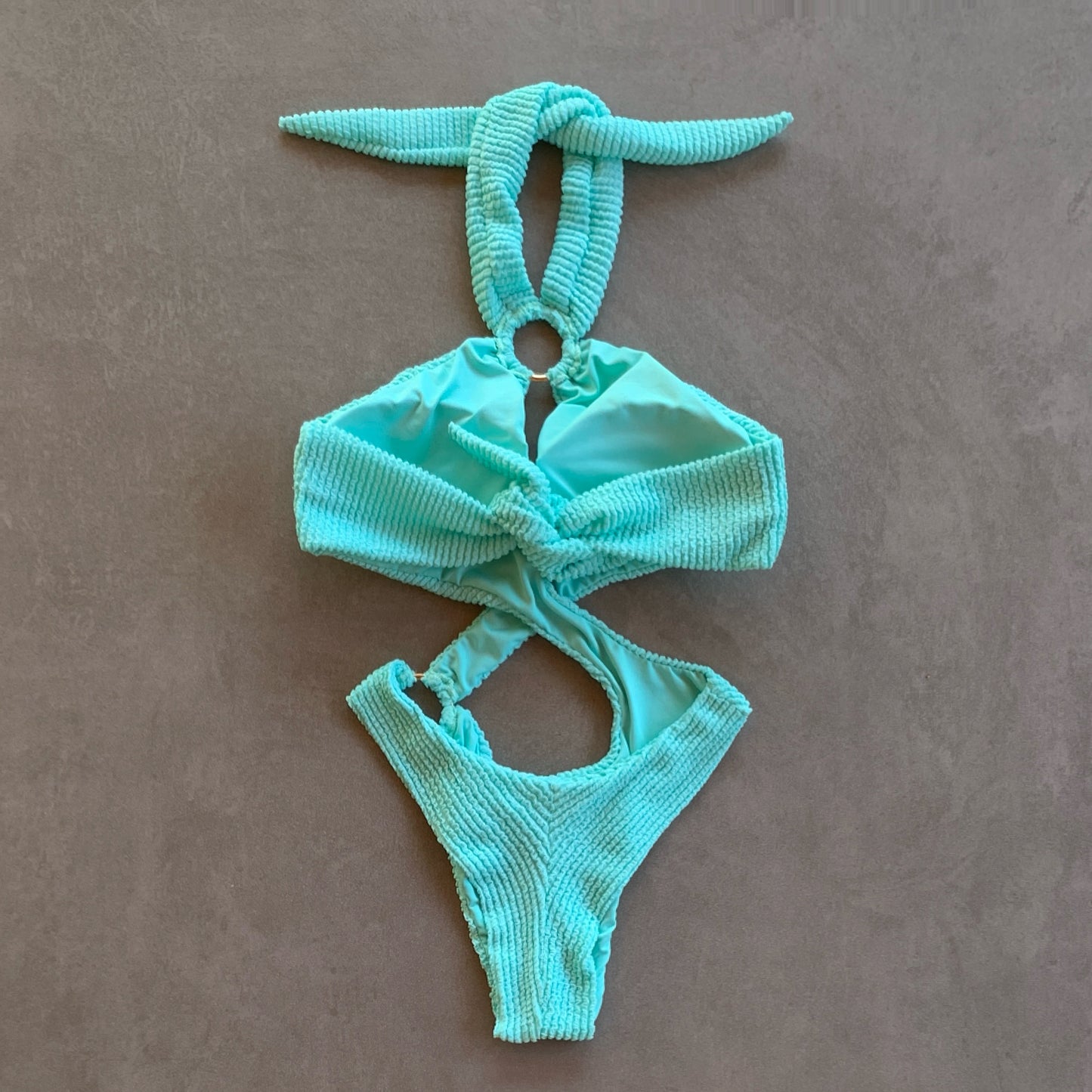 Curazao Blue Textured Julia One Piece Swimwear