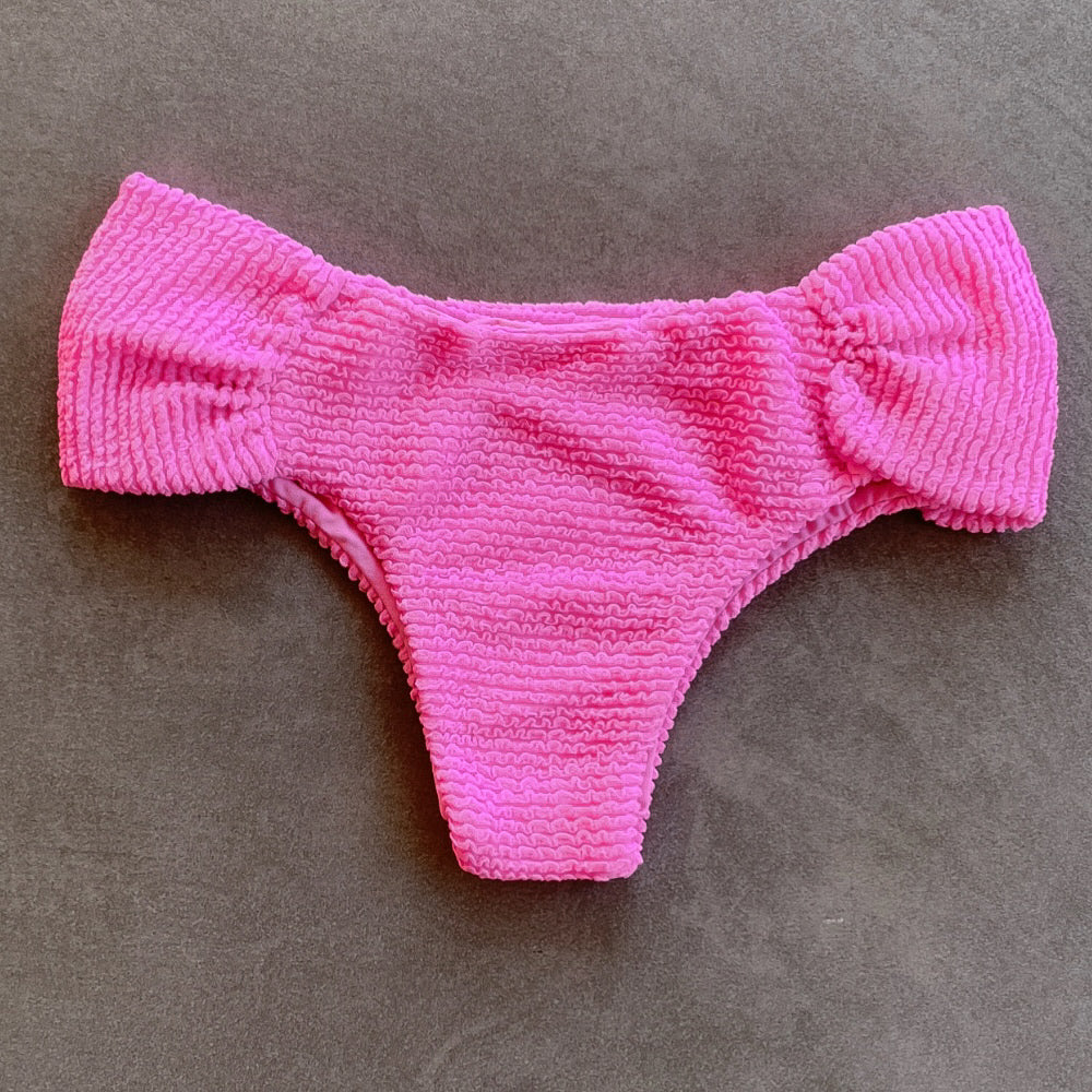 Pink Bliss Textured Classy Cheeky Bikini Bottom