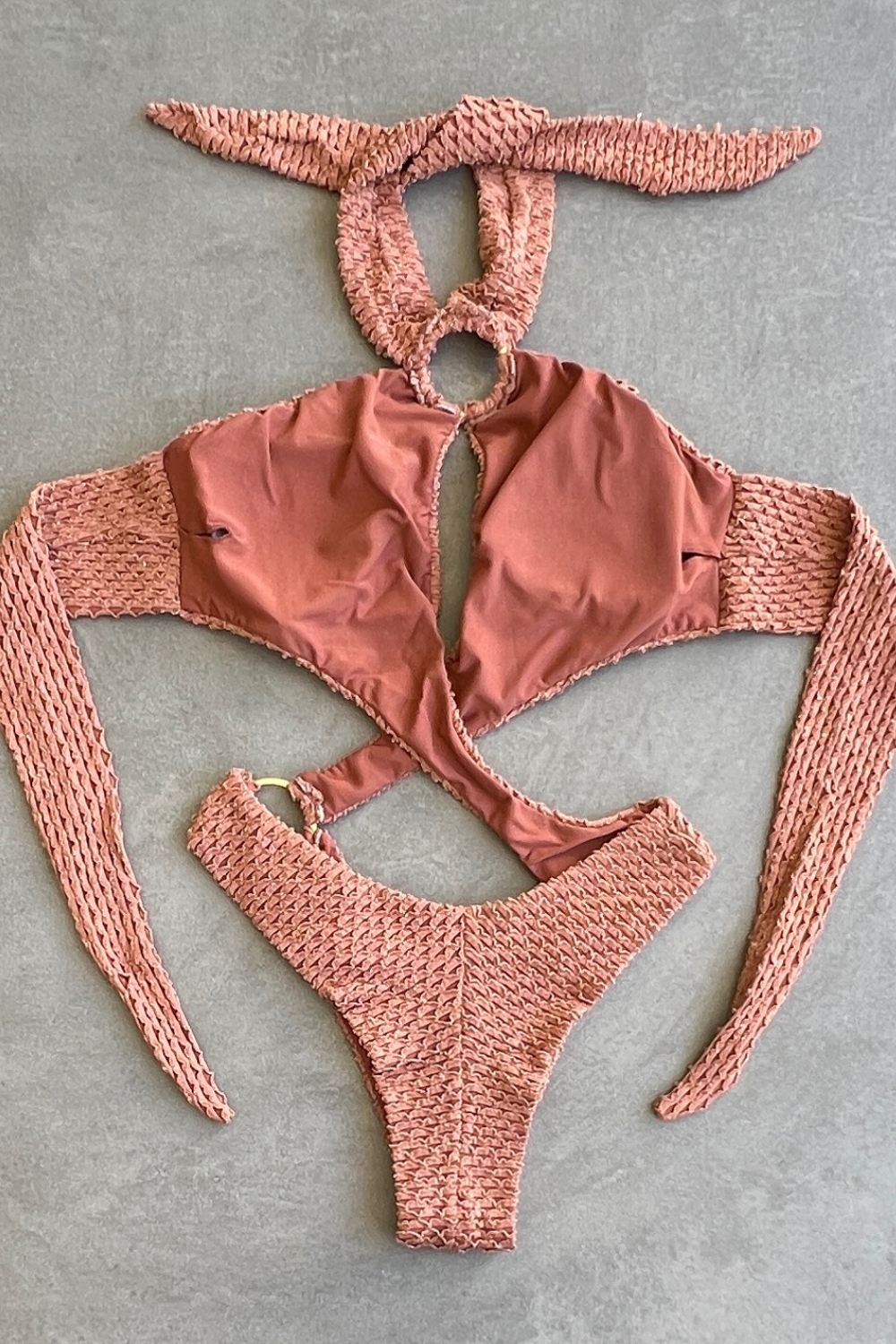 Toffee Brown Sparkling Mermaid Weave Textured Julia One Piece Swimwear