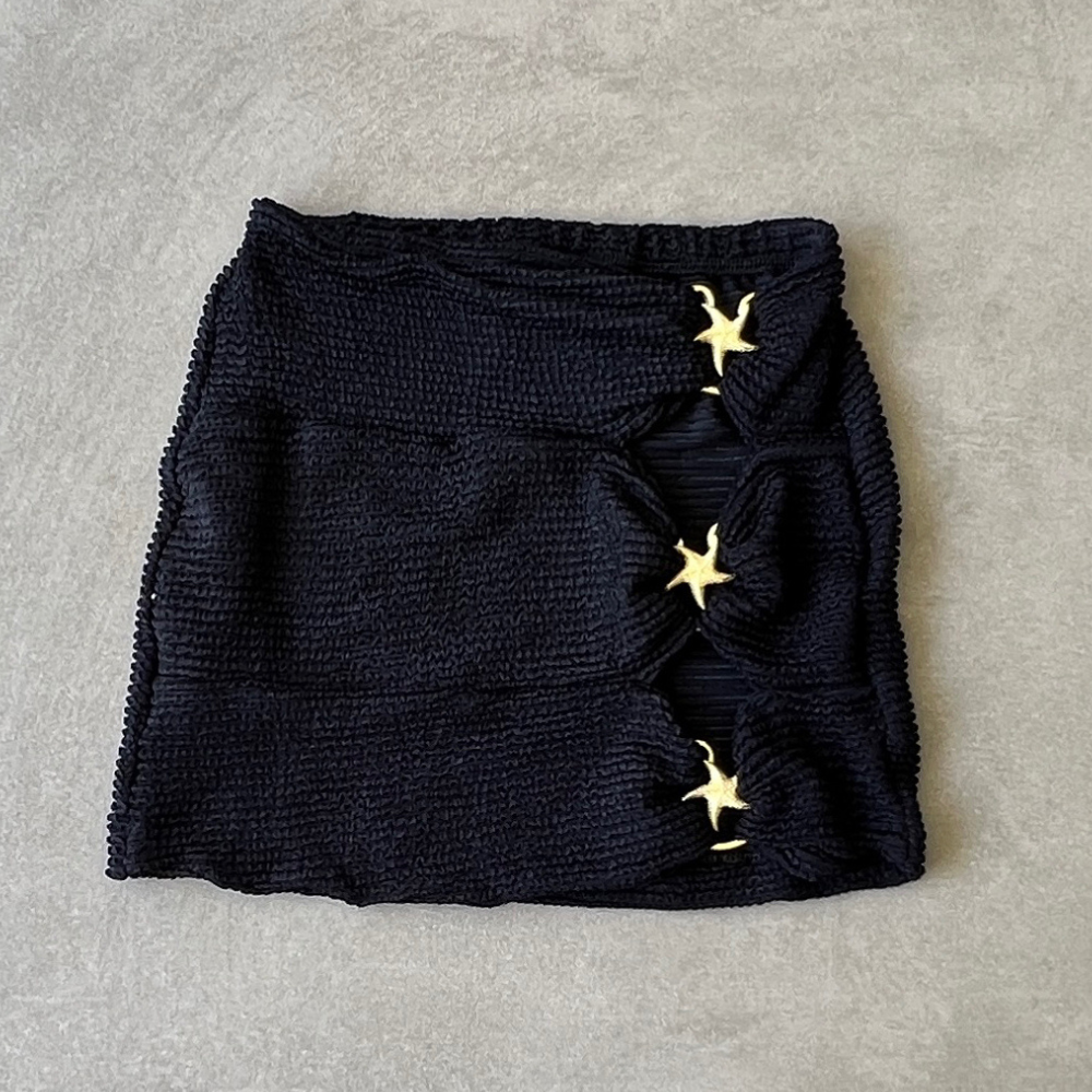 Onyx Black Textured Star Skirt