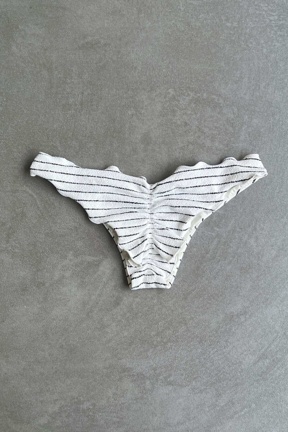 White & Black Seashore Striped Textured Textured Lili Ripple Bikini Bottom