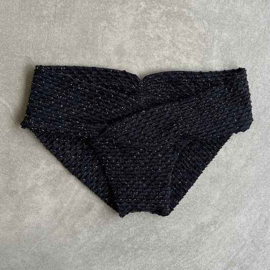 Glamour Black Sparkling Mermaid Weave Textured Melissa Bikini Bottom
