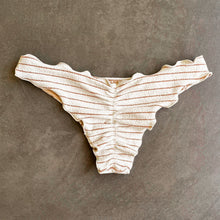 Load image into Gallery viewer, White &amp; Brown Seashore Striped Textured Textured Lili Ripple Bikini Bottom
