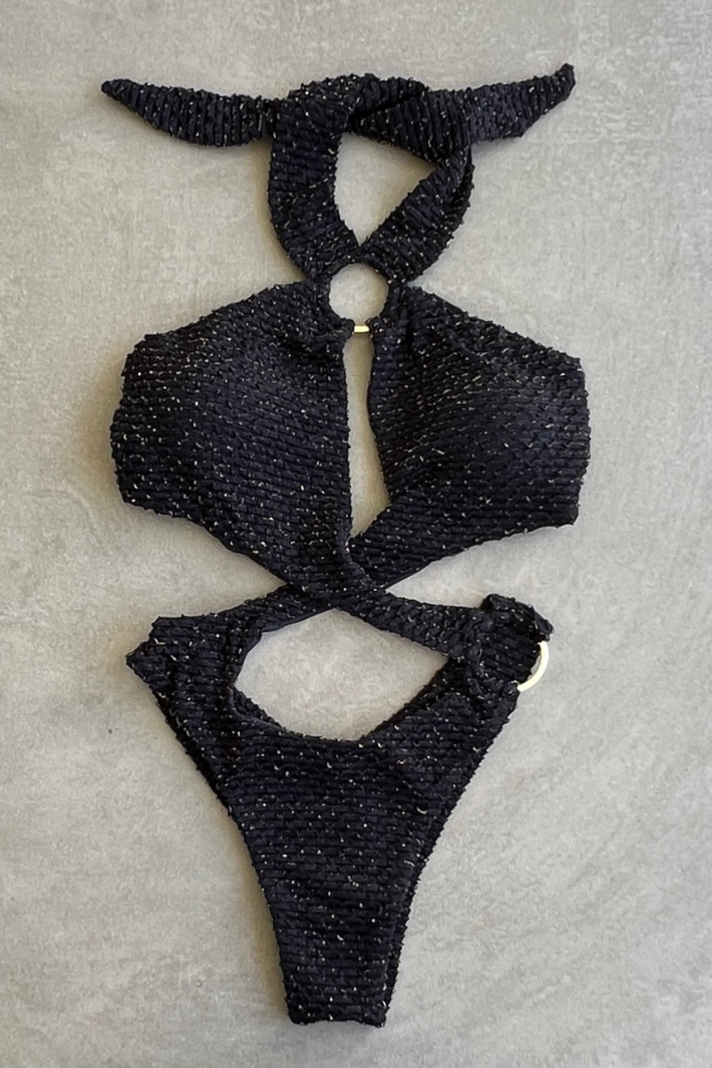 Glamour Black Sparkling Mermaid Weave Textured Julia One Piece Swimwear