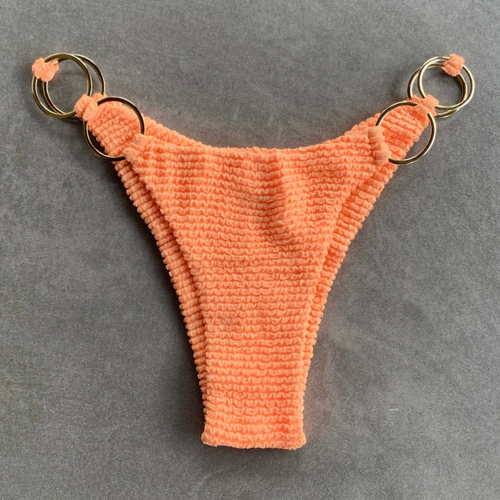 Energy Orange Textured Luna Bikini Bottom