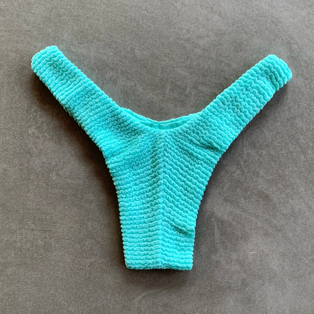 Curazao Blue Textured Bia Metal Bikini Bottom