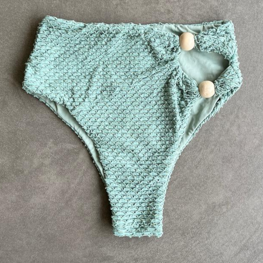 Seafoam Green Sparkling Mermaid Weave Textured Vera Bikini Bottom