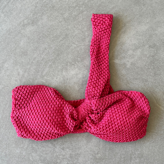 Berry Tan Lines Honeycomb Textured Greek Bikini Top