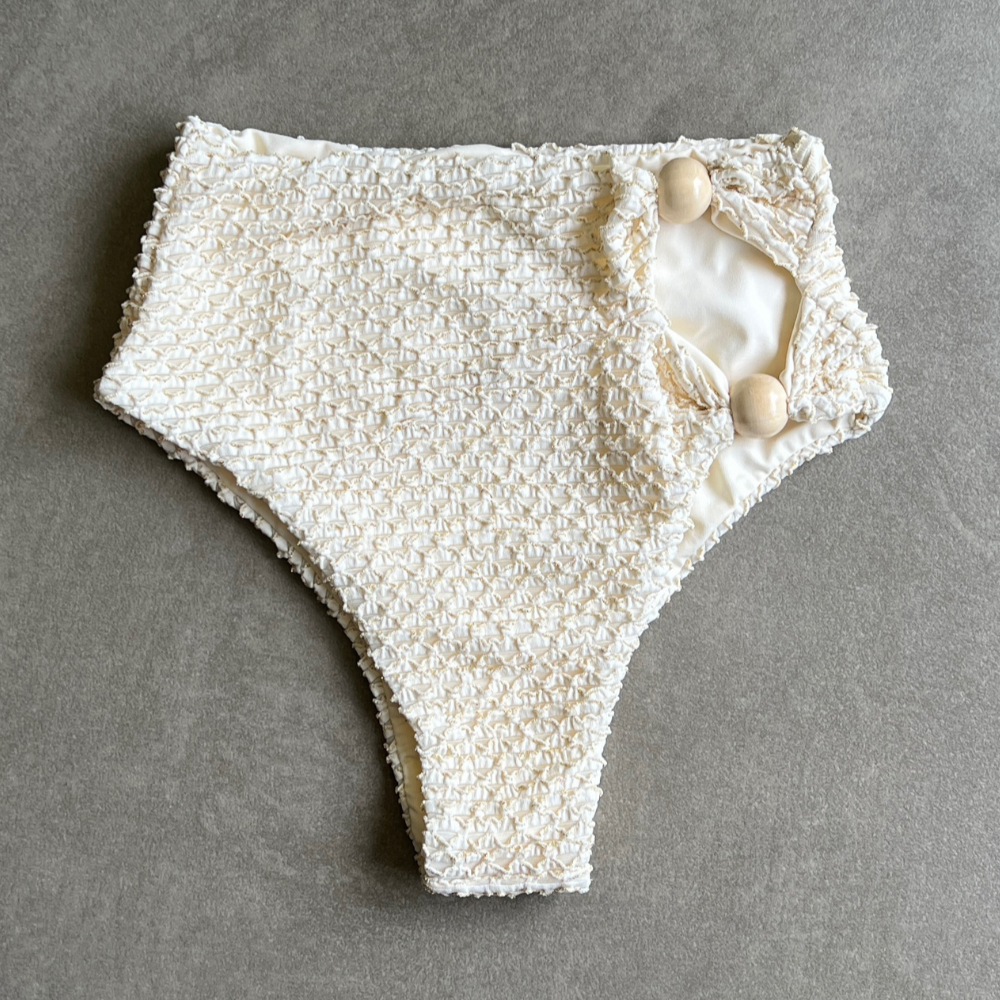 Sparkling Snow Mermaid Weave Textured Vera Bikini Bottom