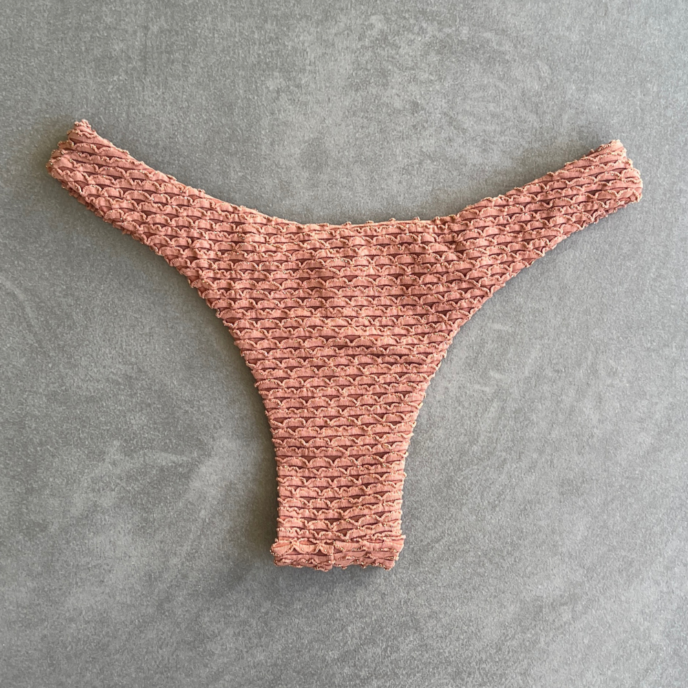 Toffee Brown Sparkling Mermaid Weave Textured Bia Bikini Bottom