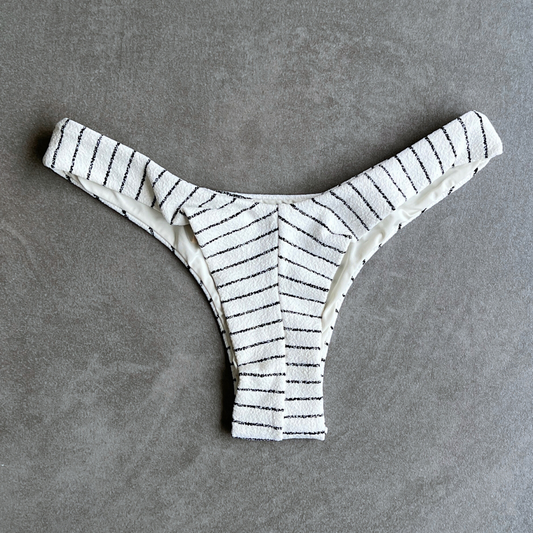 White & Black Seashore Striped Textured Bia Bikini Bottom