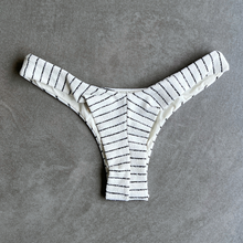 Load image into Gallery viewer, White &amp; Black Seashore Striped Textured Bia Bikini Bottom
