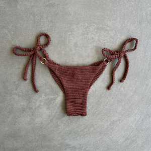 Browned Textured Katie Side Tie Bikini Bottom