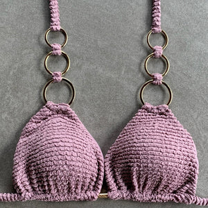 Lavender Mist Triangle Rings Bikini Top