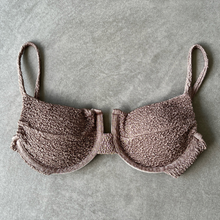 Load image into Gallery viewer, Chocolate Mousse Beehive Textured Panneled Bikini Top
