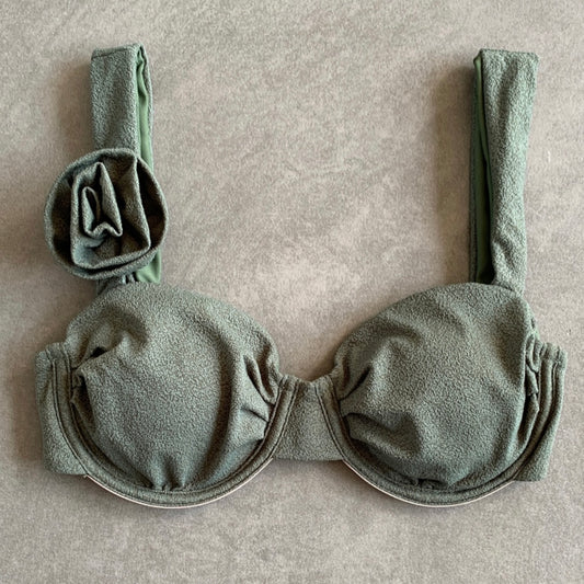 Seashore Textured Fern Green Carolina Bikini Top