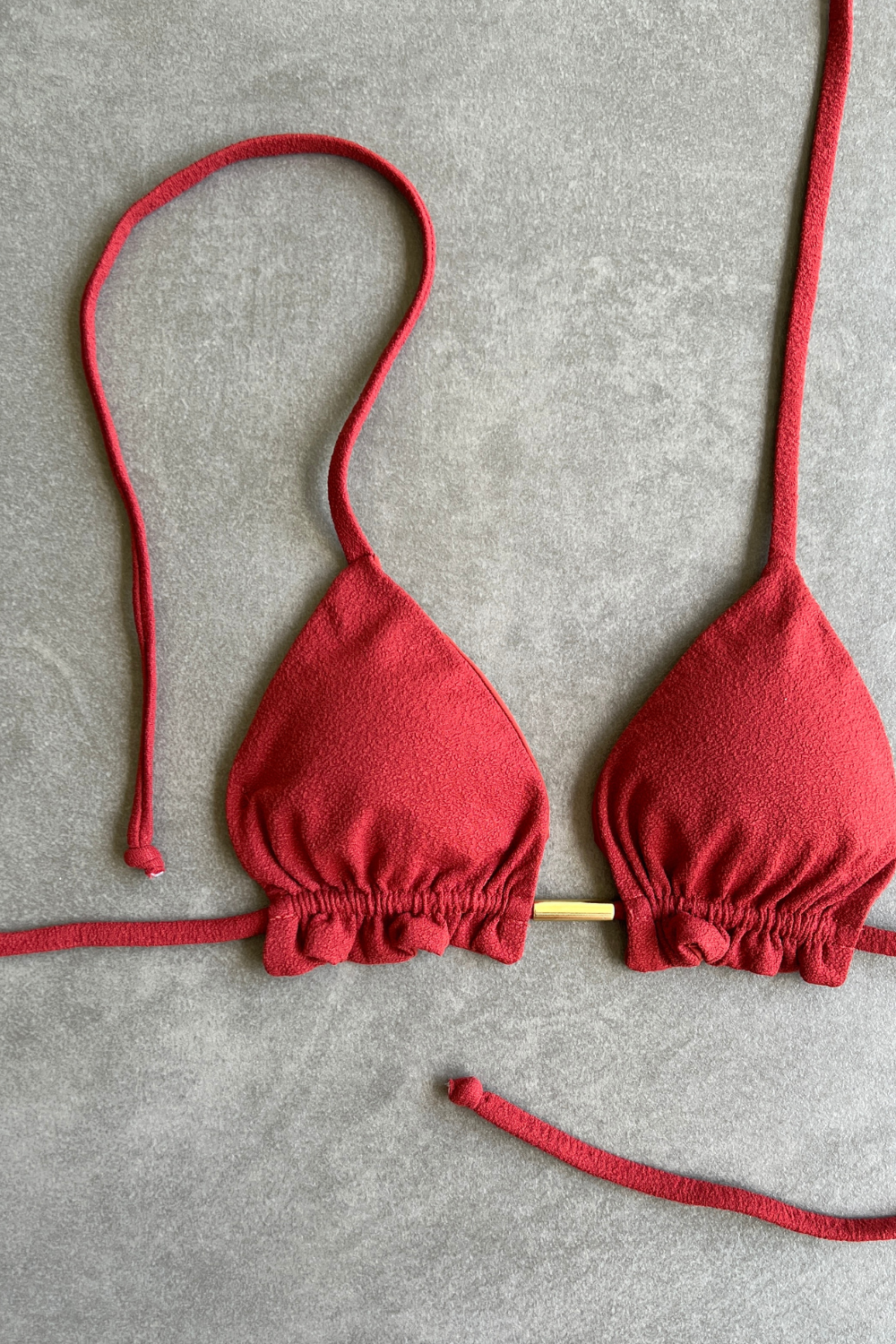 Glazed Cherry Seashore Textured Triangle Frill Bikini Top