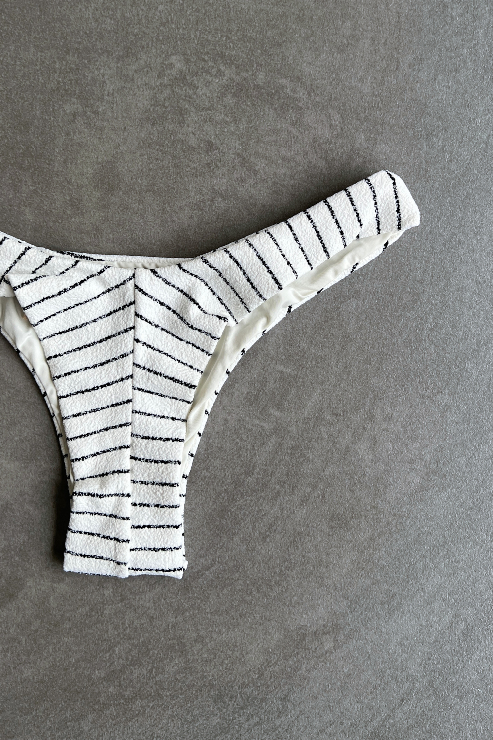 White & Black Seashore Striped Textured Bia Bikini Bottom
